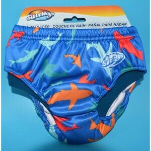 SwimWays Reusable Swim Diaper Small 6M+ Shark Print UPF 50+ Baby Swimwear NWT